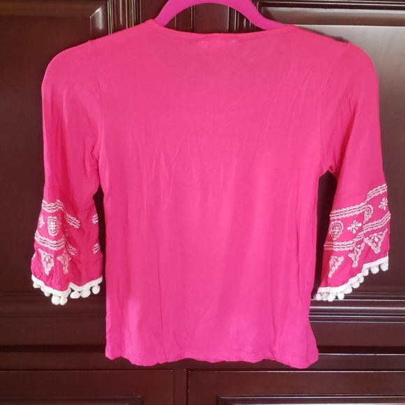 Girls 3/4 sleeve pink boho tunic w/ detailed cuffs - Picture 2 of 6